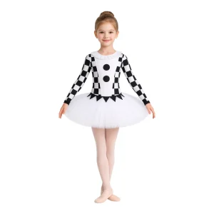 Costume danza a tema Arlecchino con maniche a scacchi – TMT010 – vista frontale