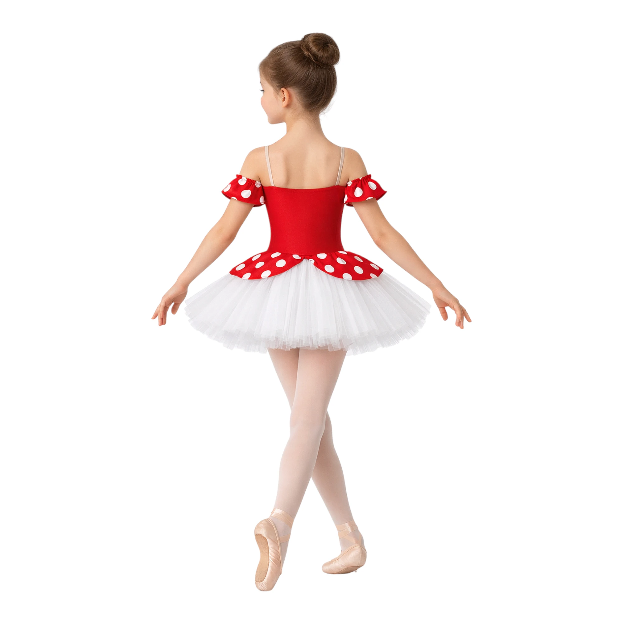 Tutù danza a tema bambola con pois e fiocco – TMT013 – vista posteriore