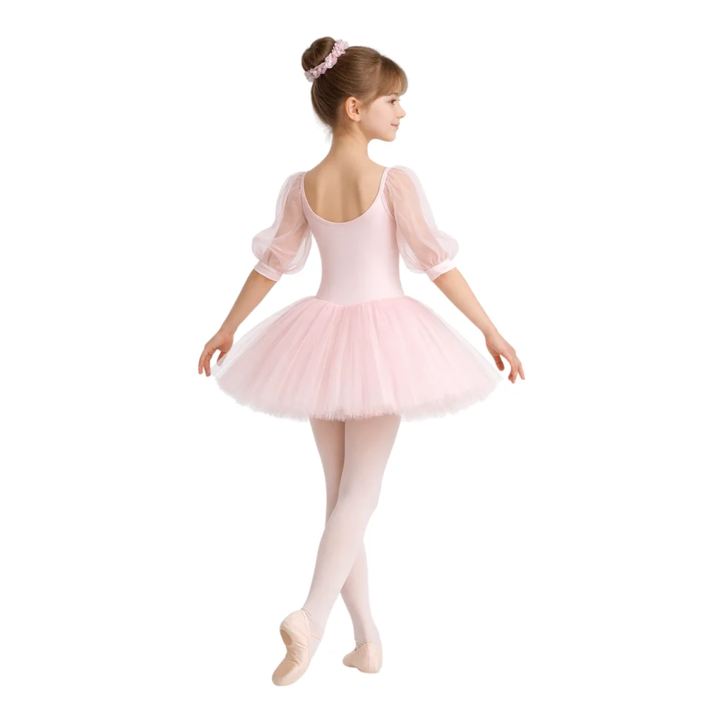 Tutù corto con maniche lunghe in tulle e corpino decorato – vista posteriore
