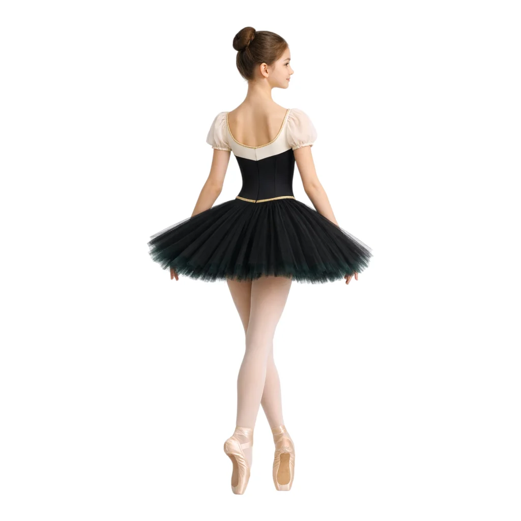 Tutù corto con corpino a V e gonna in tulle – vista posteriore