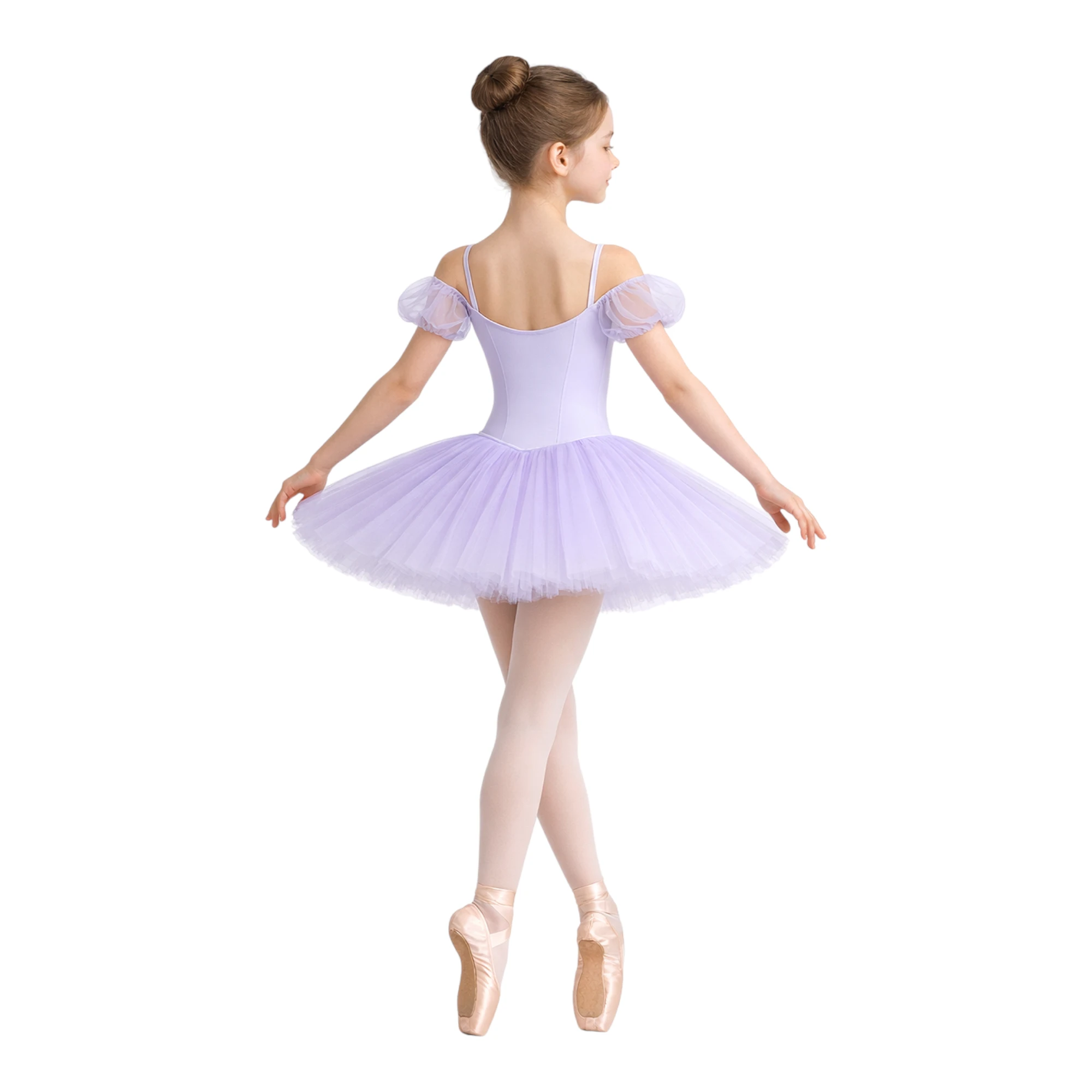 Tutù corto con maniche in tulle e corpino a corsetto – vista posteriore