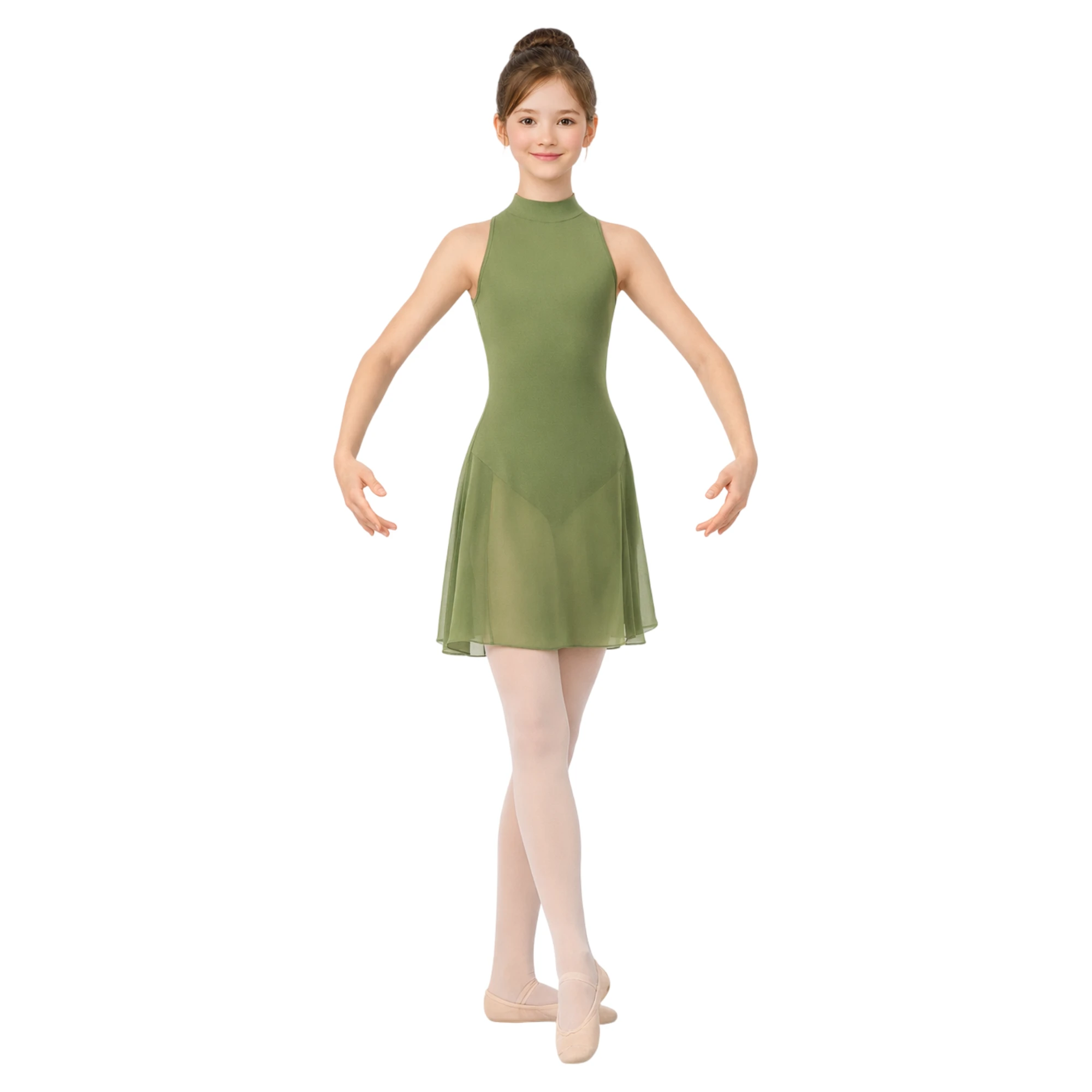 Abito da Danza Smanicato con Gonna in Rete | W5 W5 – Matcha-Lycra