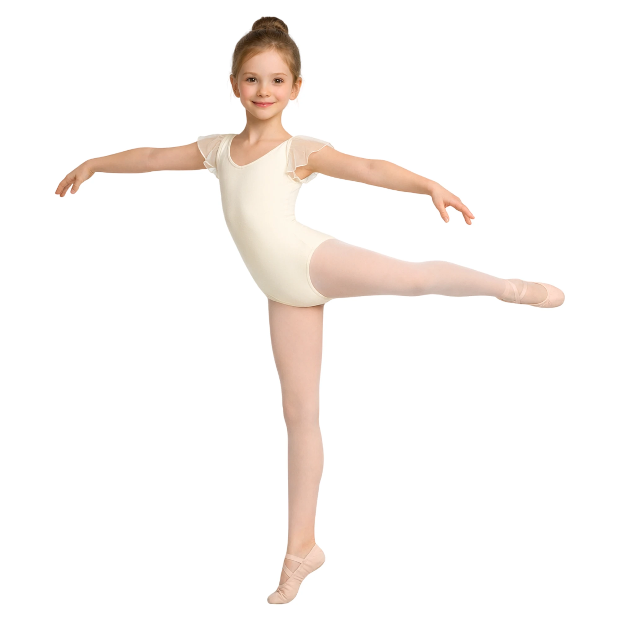 Body Danza a Canotta con Volant in Chiffon – Avorio-Lycra – vista frontale