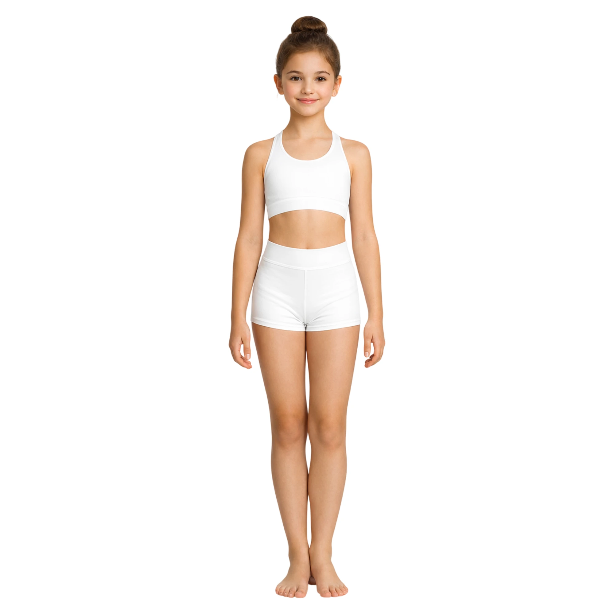 Short da Danza a Vita Alta – Bianco-Lycra – vista frontale