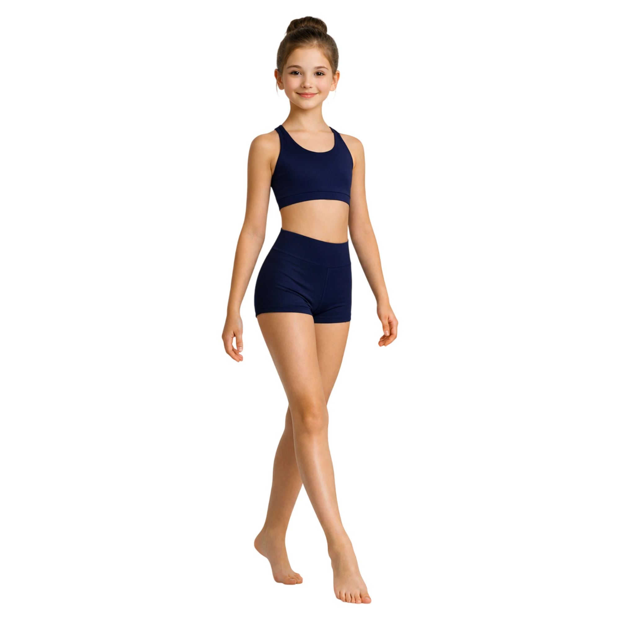 Short da Danza a Vita Alta – Blue Scuro-Lycra – vista frontale