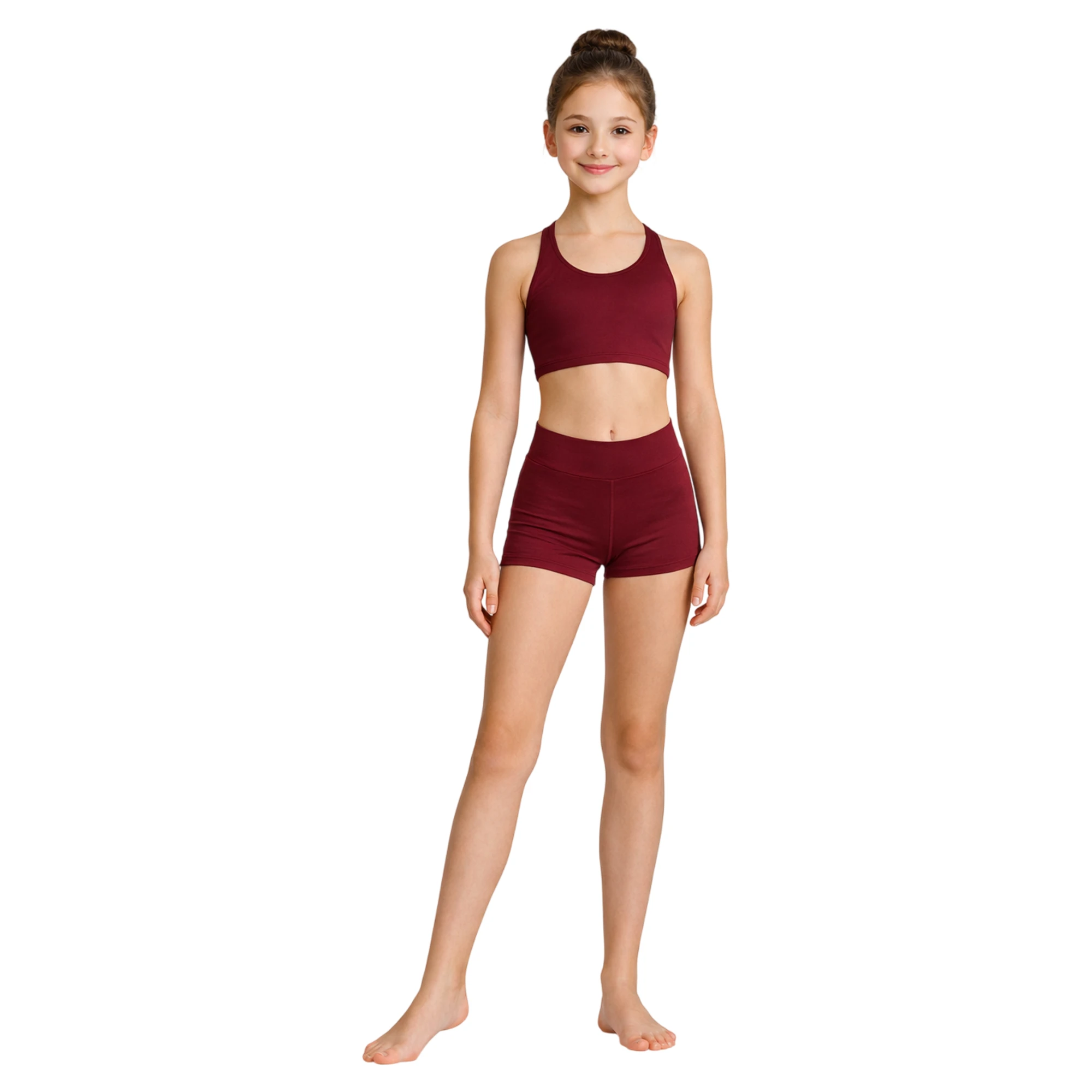 Short da Danza a Vita Alta – Bordeaux-Lycra – vista frontale