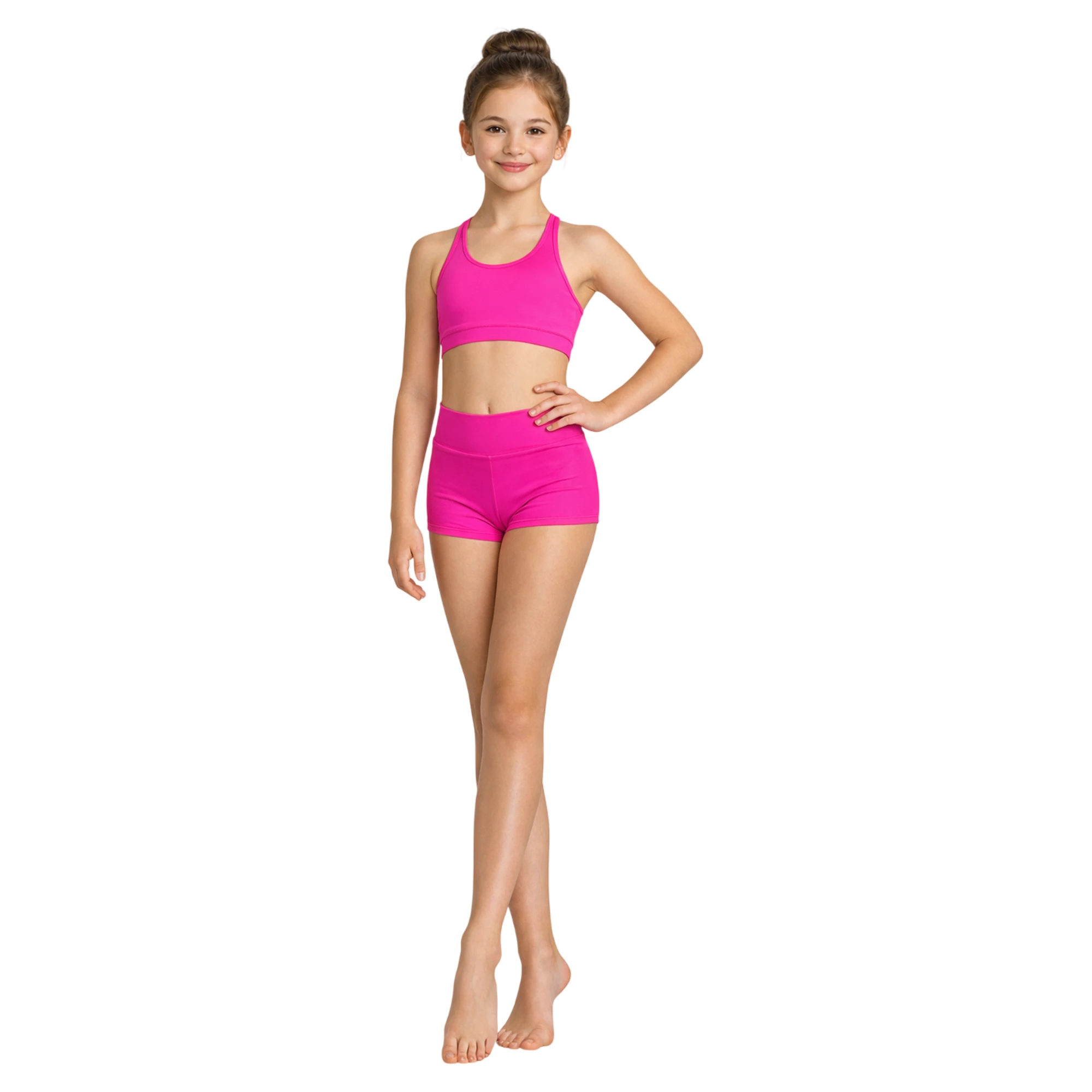 Short da Danza a Vita Alta – Fuxia-Lycra – vista frontale