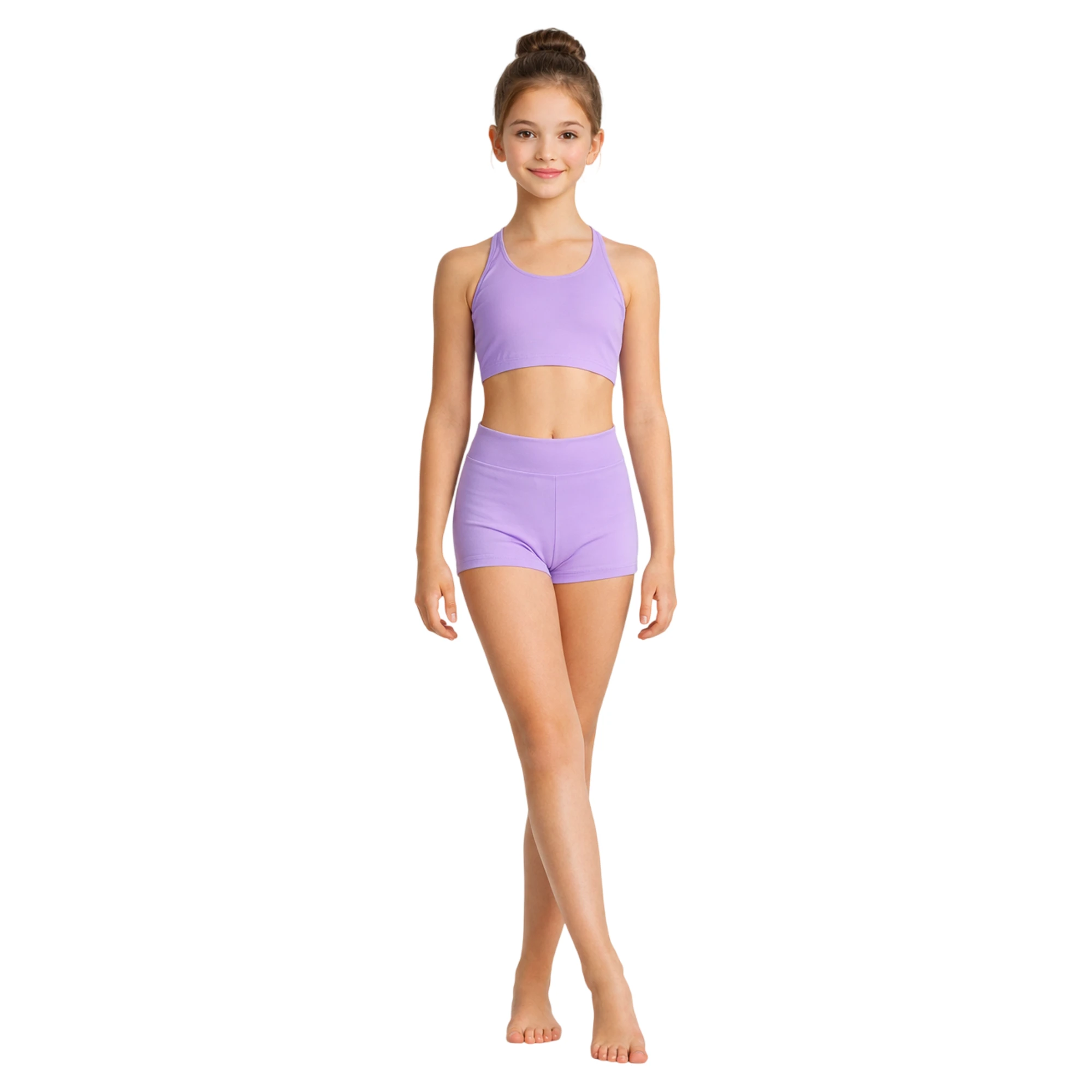 Short da Danza a Vita Alta – Lilla-Lycra – vista frontale