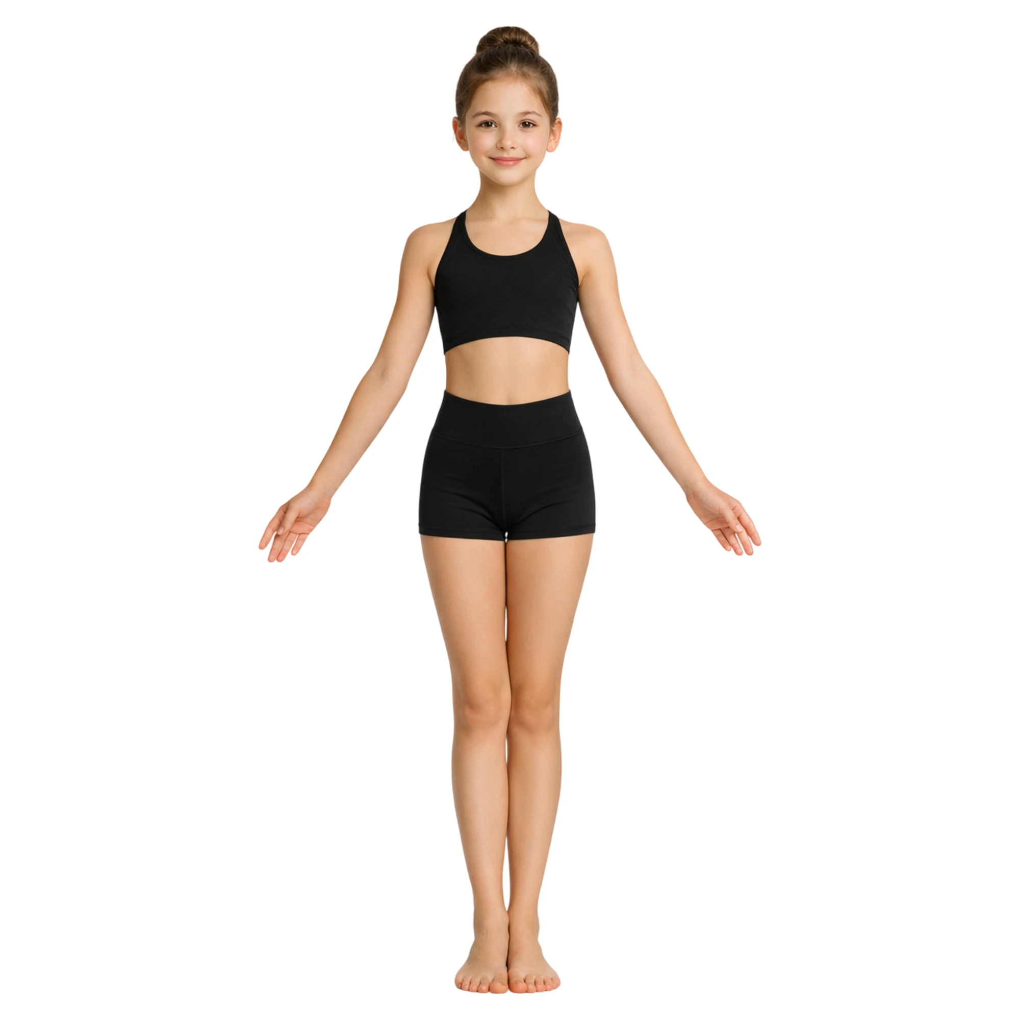Short da Danza a Vita Alta – Nero-Lycra – vista frontale