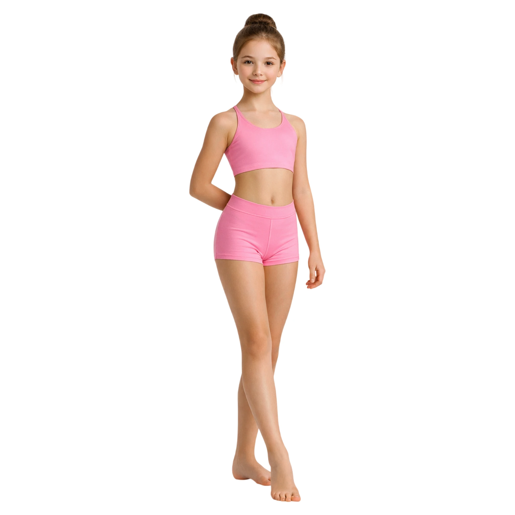 Short da Danza a Vita Alta – Rosa Pupa-Lycra – vista frontale