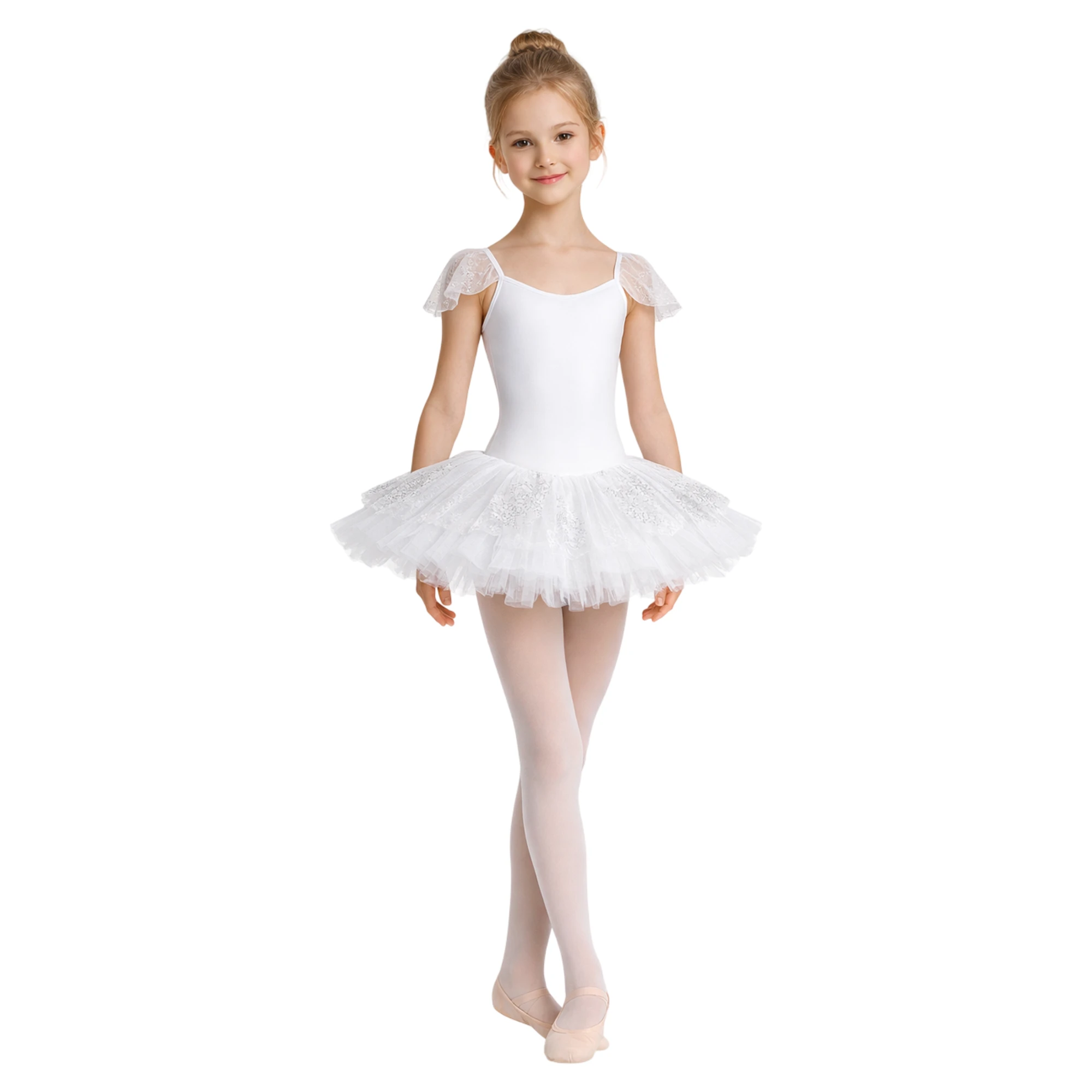 Tutù con Copritulle Glitterato e Aletta | TU6G – Bianco.Nero-Lycra