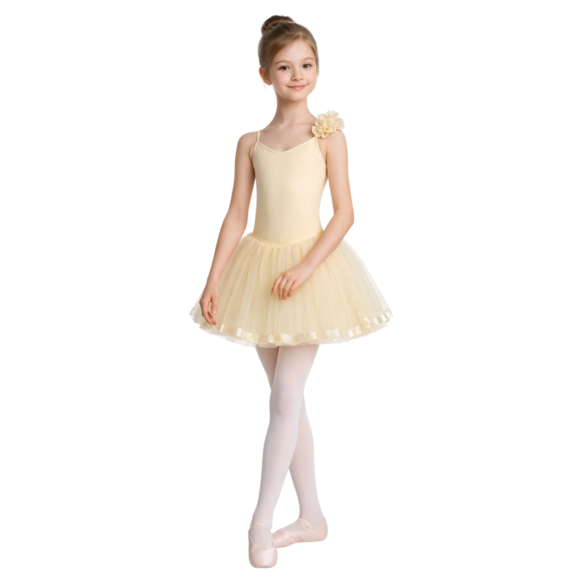 Tutù con Rouche in Chiffon e Nastro in Raso | C2645M – Avorio-Lycra