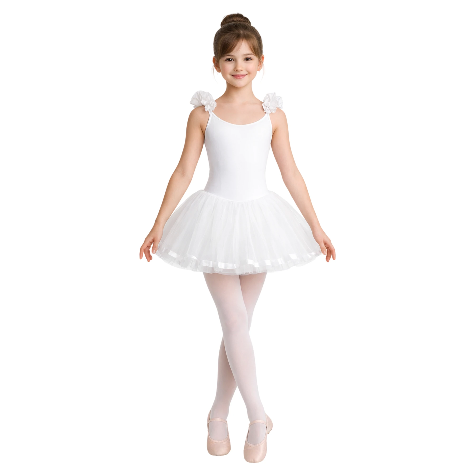Tutù con Rouche in Chiffon e Nastro in Raso | C2645M – Bianco-Lycra