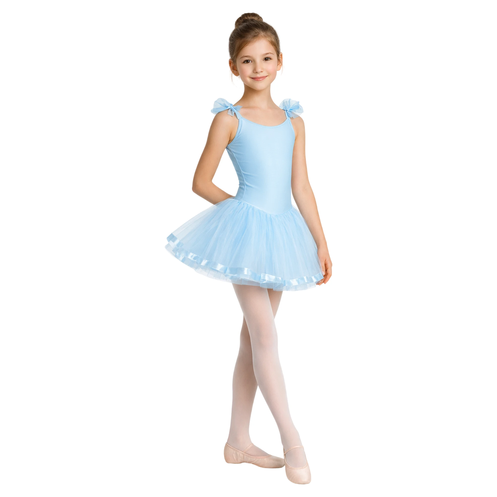 Tutù con Rouche in Chiffon e Nastro in Raso | C2645M – Celeste-Lycra