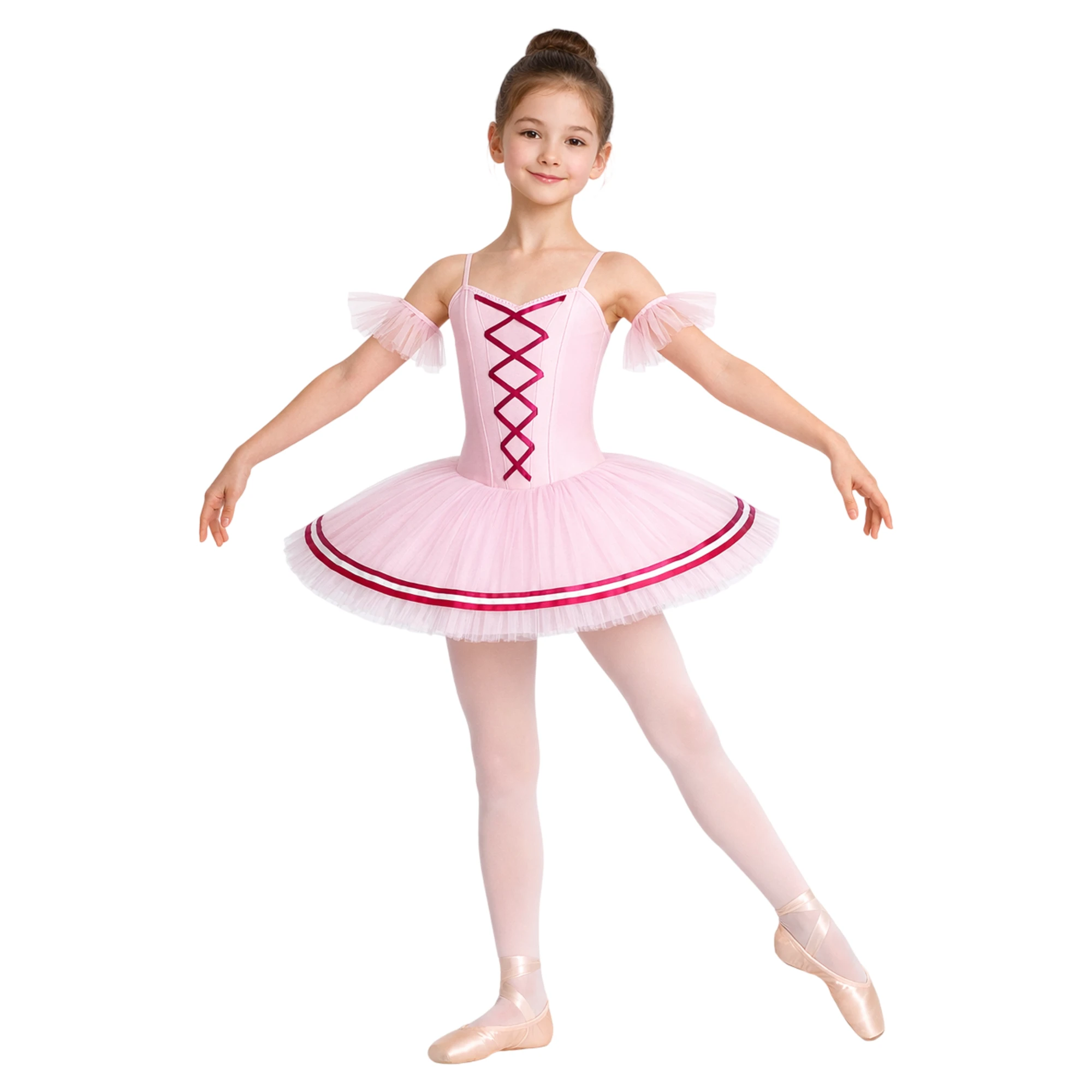 Tutù con Volant in Chiffon e Doppia Bordatura | TU4044 – Rosa Confetto.Amarena-Lycra