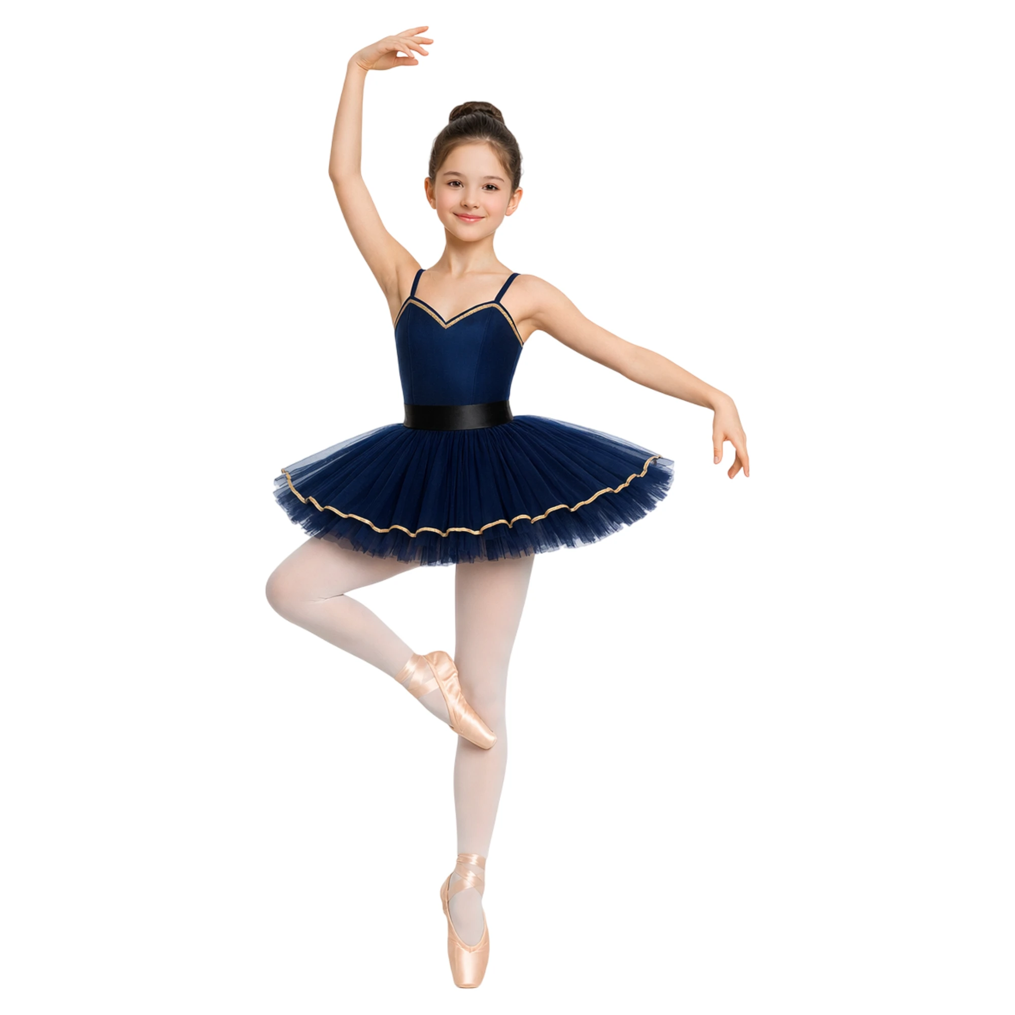 Tutù Professionale a 7 Veli con Passamaneria | TU4026 – Blue Scuro.Oro-Lycra