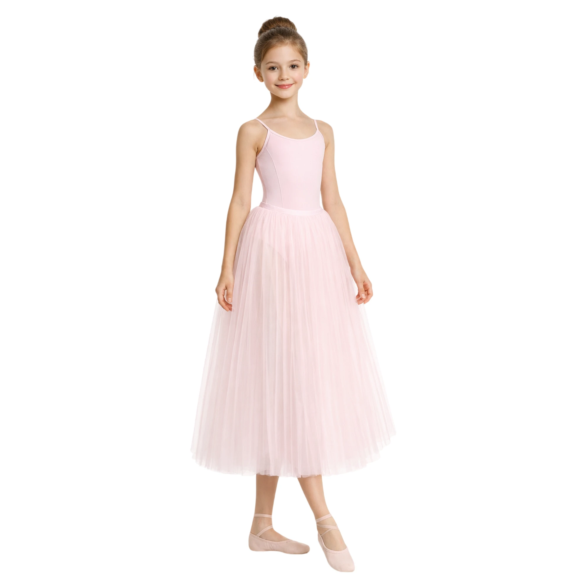Tutù con Corpino a Canotta e Gonna Lunga – Rosa Confetto-Lycra – vista frontale