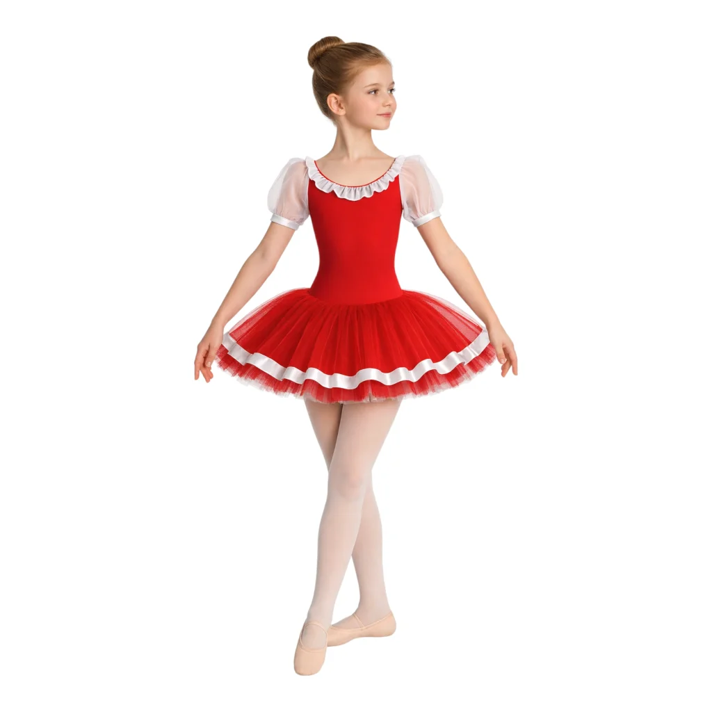 Tutù danza classica con dettagli in raso e maniche a sbuffo TU2603S – dettaglio