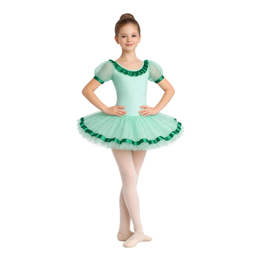 Tutù danza classica con dettagli in raso e maniche a sbuffo TU2603S – dettaglio