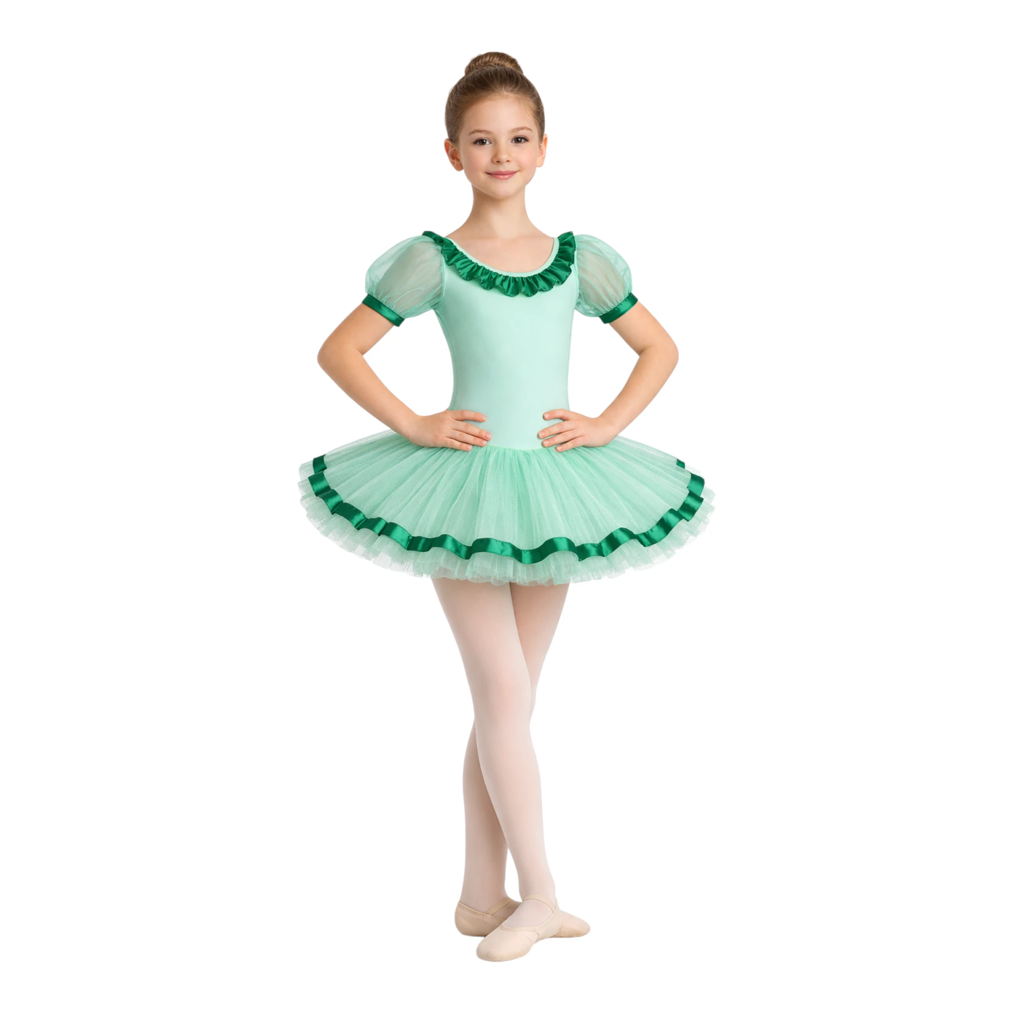 Tutù danza classica con dettagli in raso e maniche a sbuffo TU2603S – dettaglio