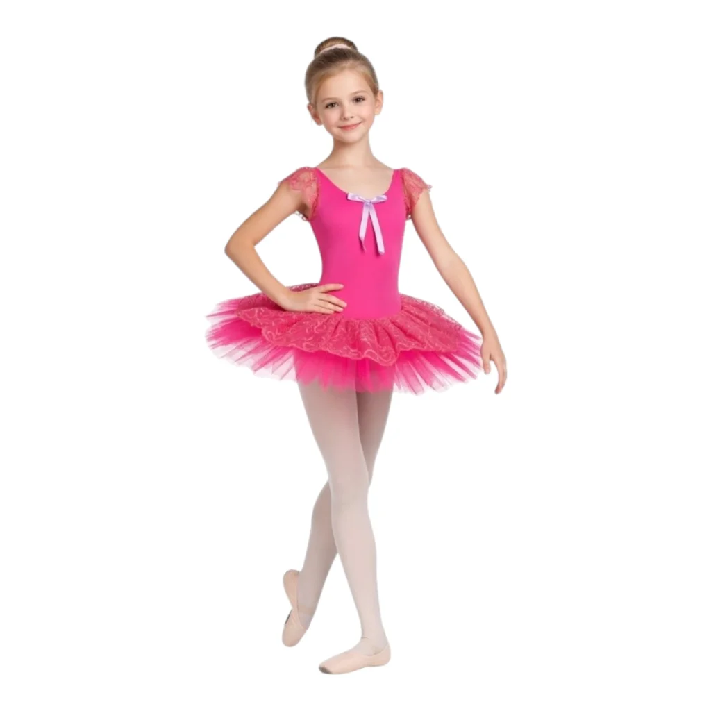 Tutù danza classica con body e sei veli di tulle rigido – TU6PN – vista frontale