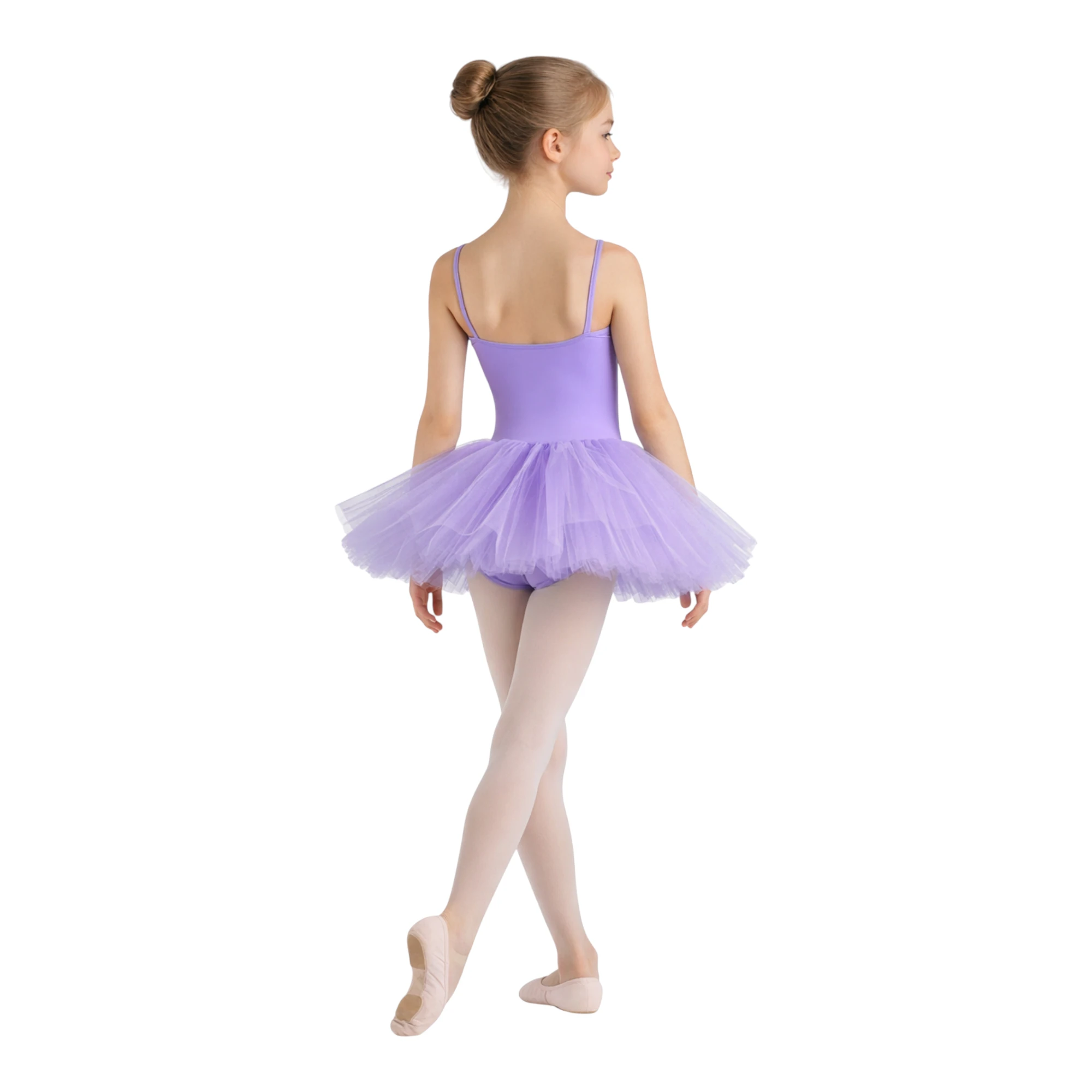 Tutù danza classica con bretelle sottili e sei veli di tulle rigido – TB6B – vista posteriore
