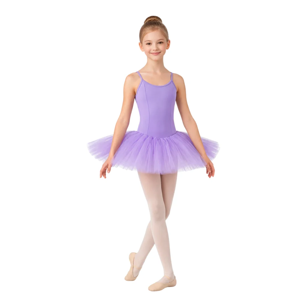 Tutù danza classica con bretelle sottili e sei veli di tulle rigido – TB6B – vista frontale