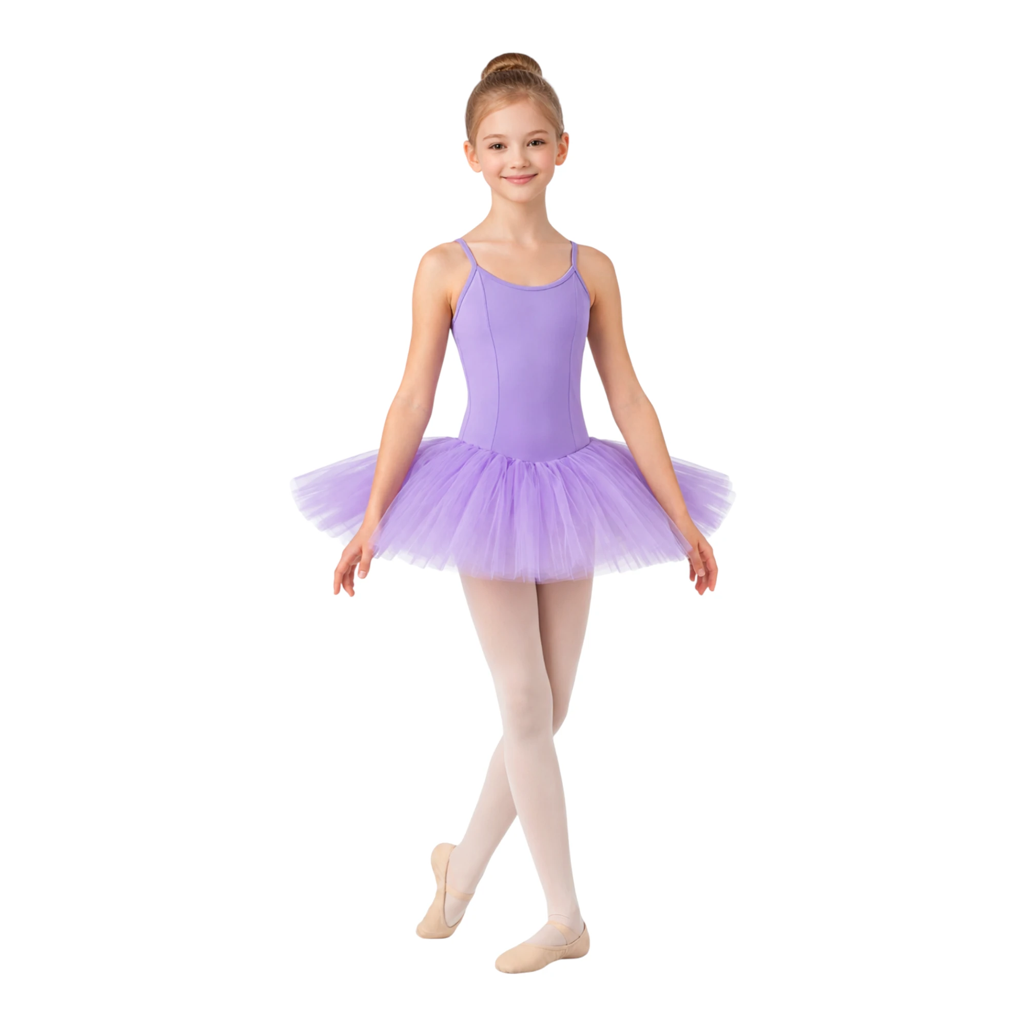 Tutù danza classica con bretelle sottili e sei veli di tulle rigido – TB6B – vista frontale