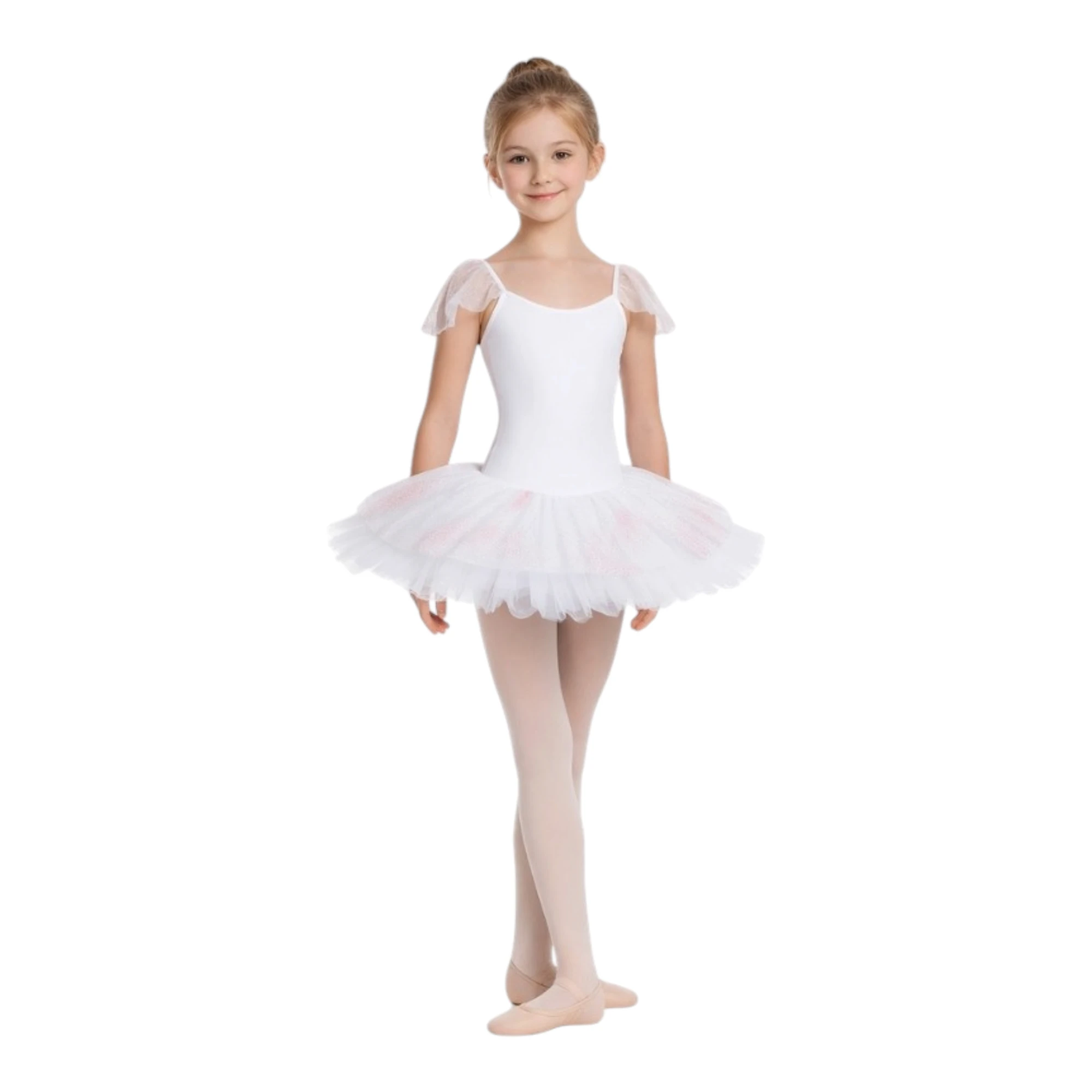 Tutù di danza con copritulle glitterato e aletta decorativa – TU6G – vista frontale