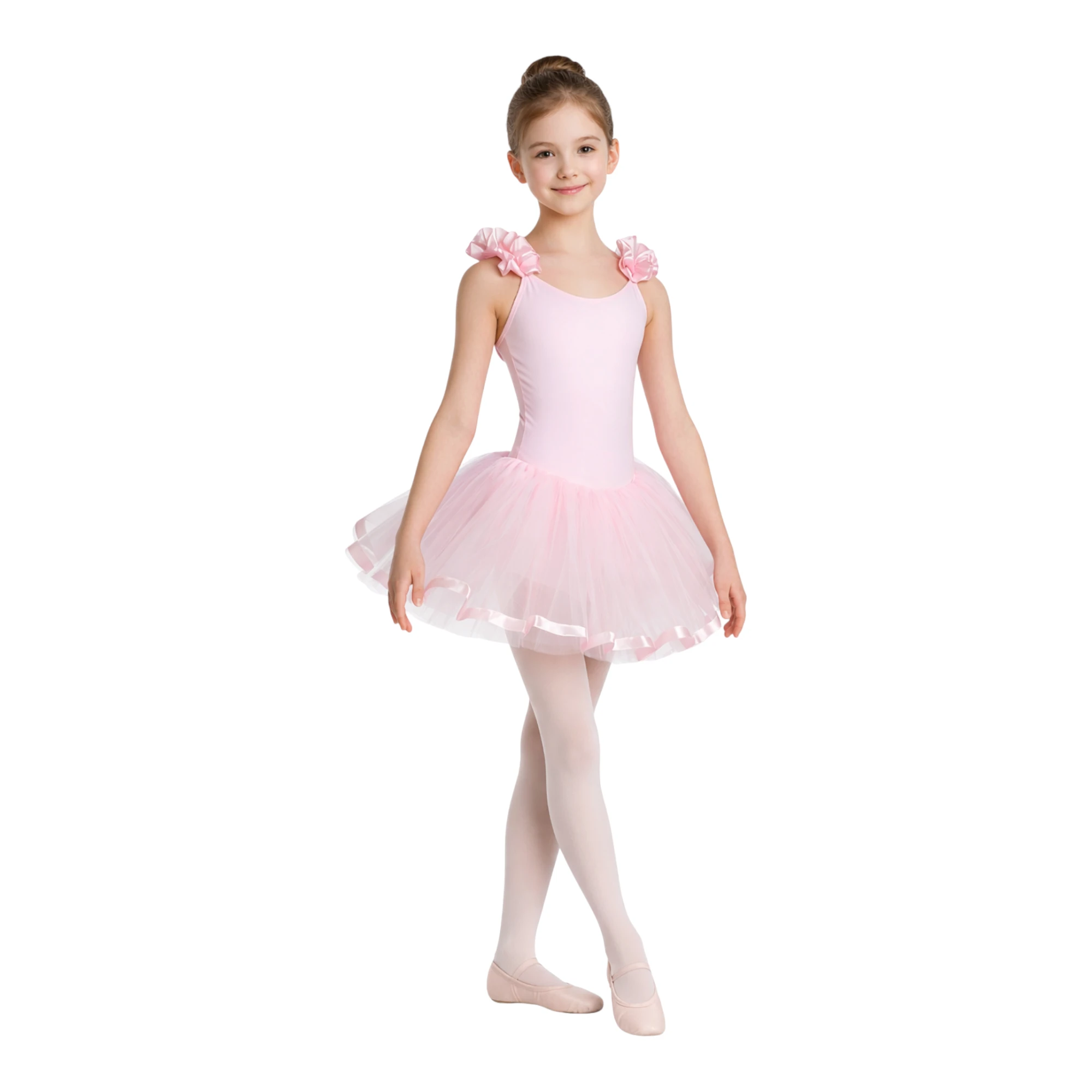 Tutù di danza con rouche in chiffon e nastro in raso – C2645M – vista frontale