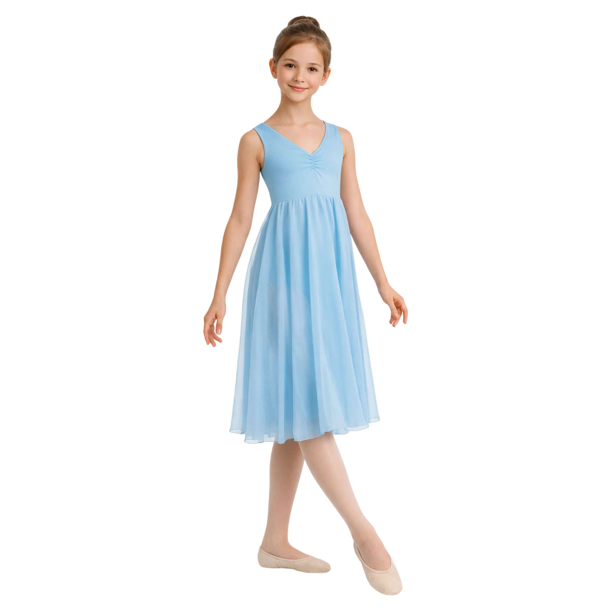 Abito da Danza in Stile Impero con Scollo a V | GTX227 GTX227 – Celeste-Lycra