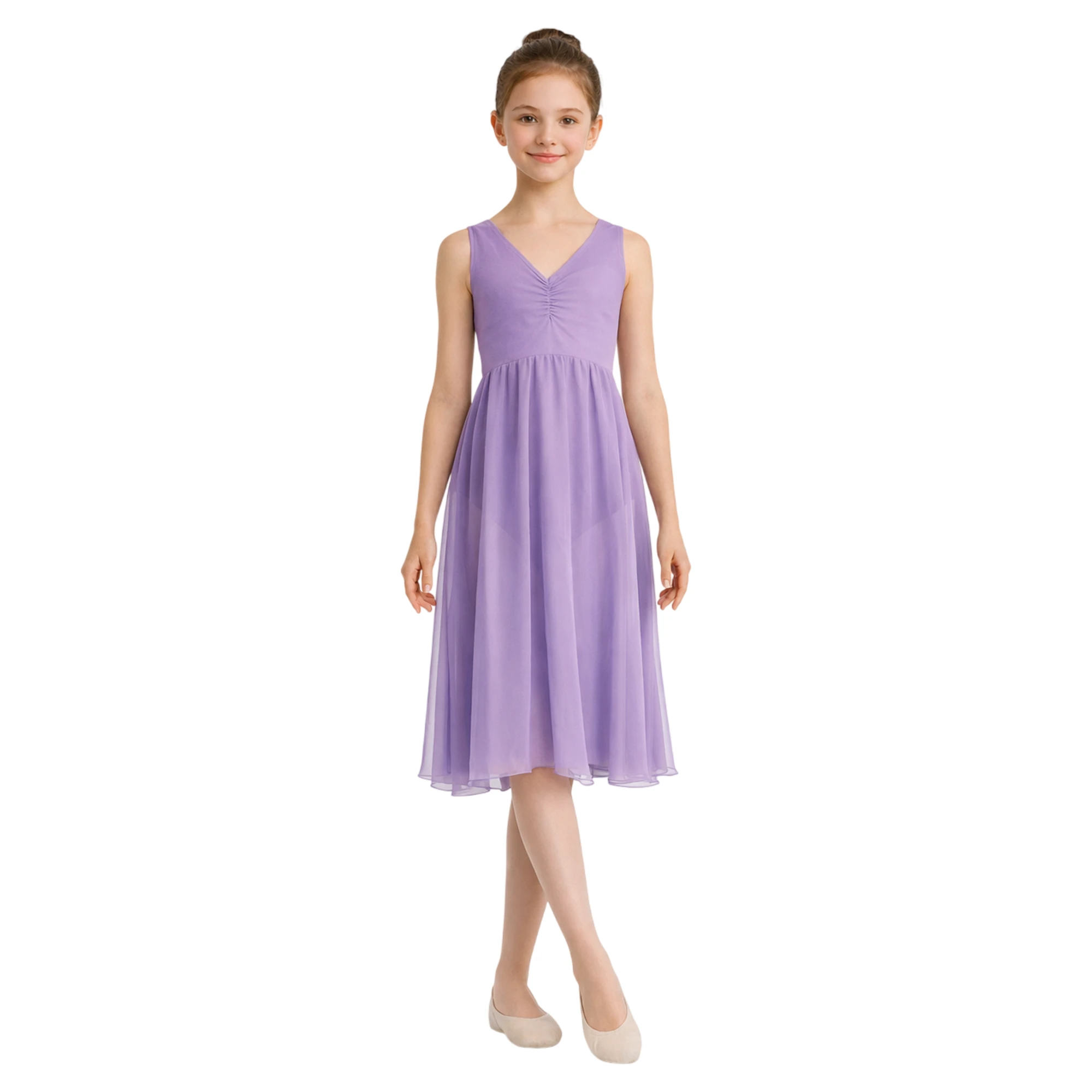 Abito da Danza in Stile Impero con Scollo a V | GTX227 GTX227 – Lilla-Lycra
