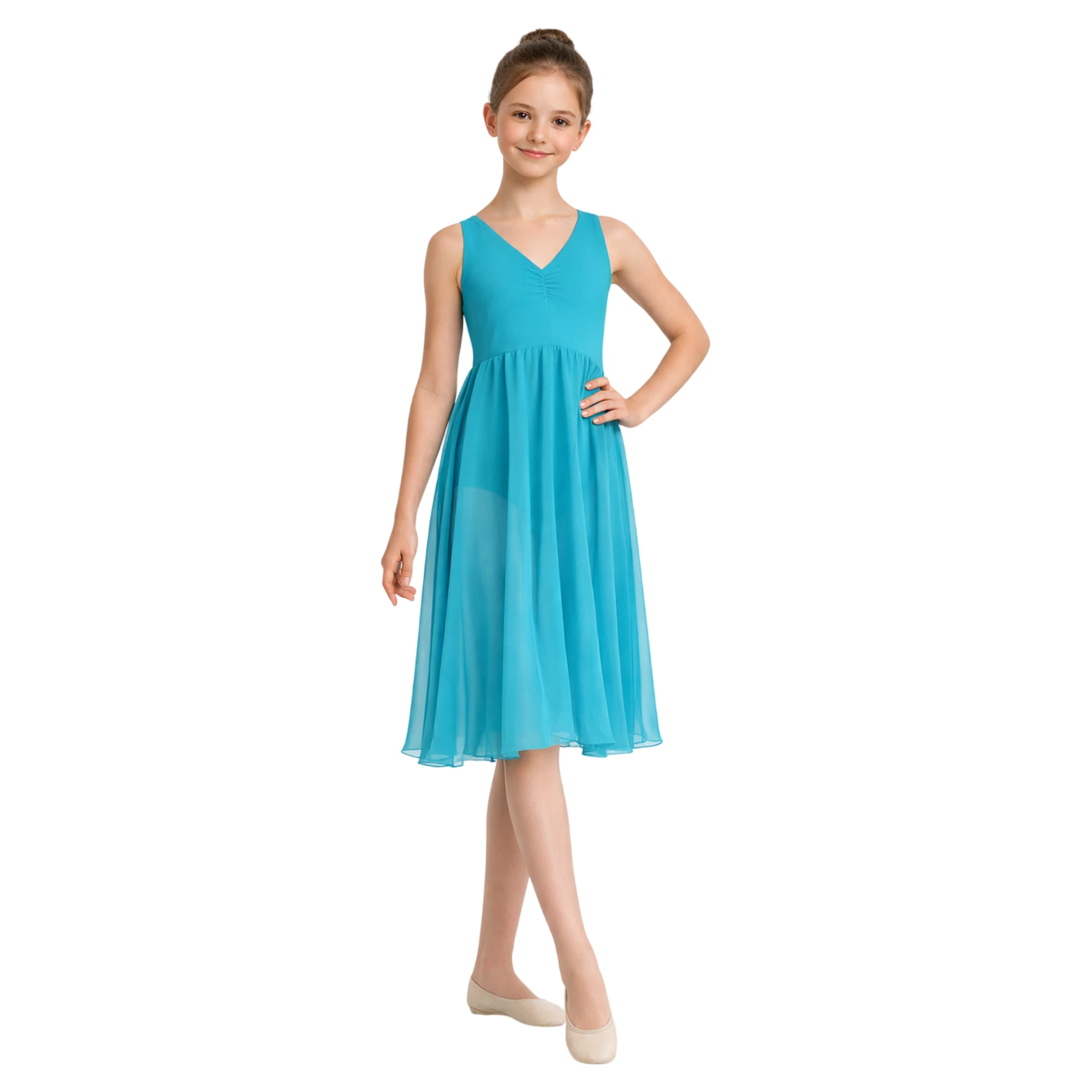 Abito da Danza in Stile Impero con Scollo a V | GTX227 GTX227 – Turchese-Lycra
