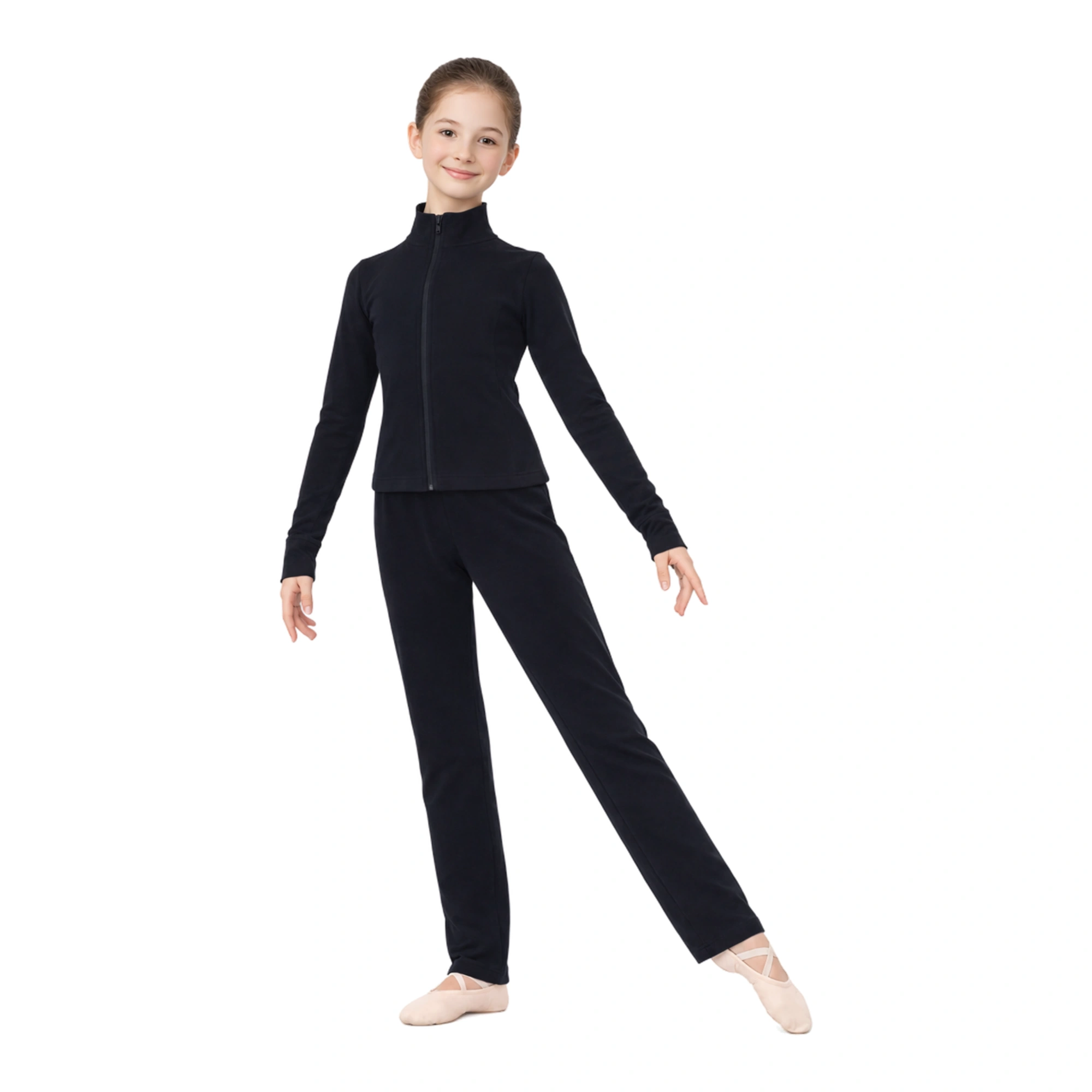 TRX42P pantalone di rappresentanza nero in cotone garzato - vista frontale