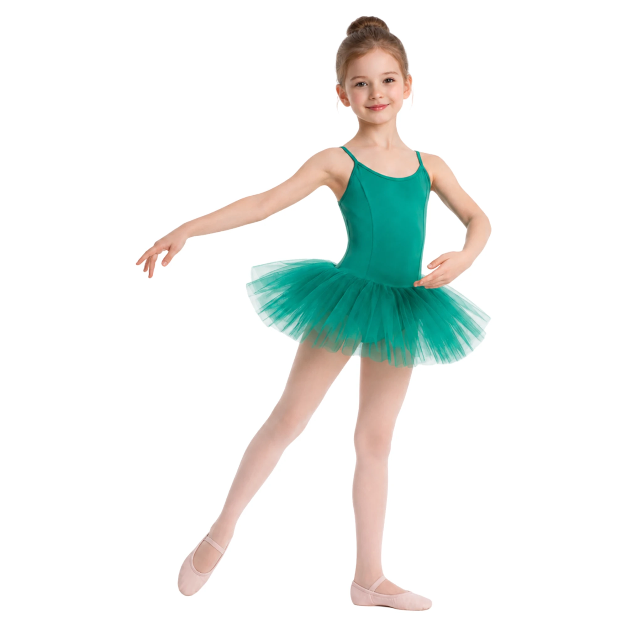 Tutù con Bretelle e Sei Veli Morbidi | TU2615M – Verde Viridian-Lycra