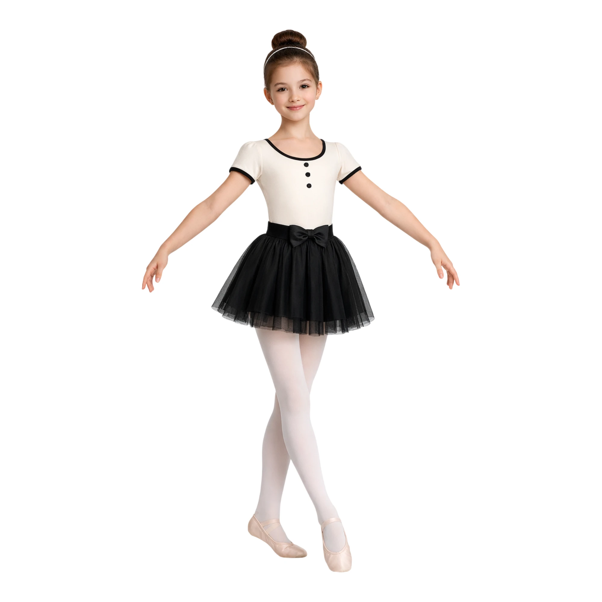 Costume Bambola Meccanica con Bottoni | TU4013 – Avorio.Nero-Lycra