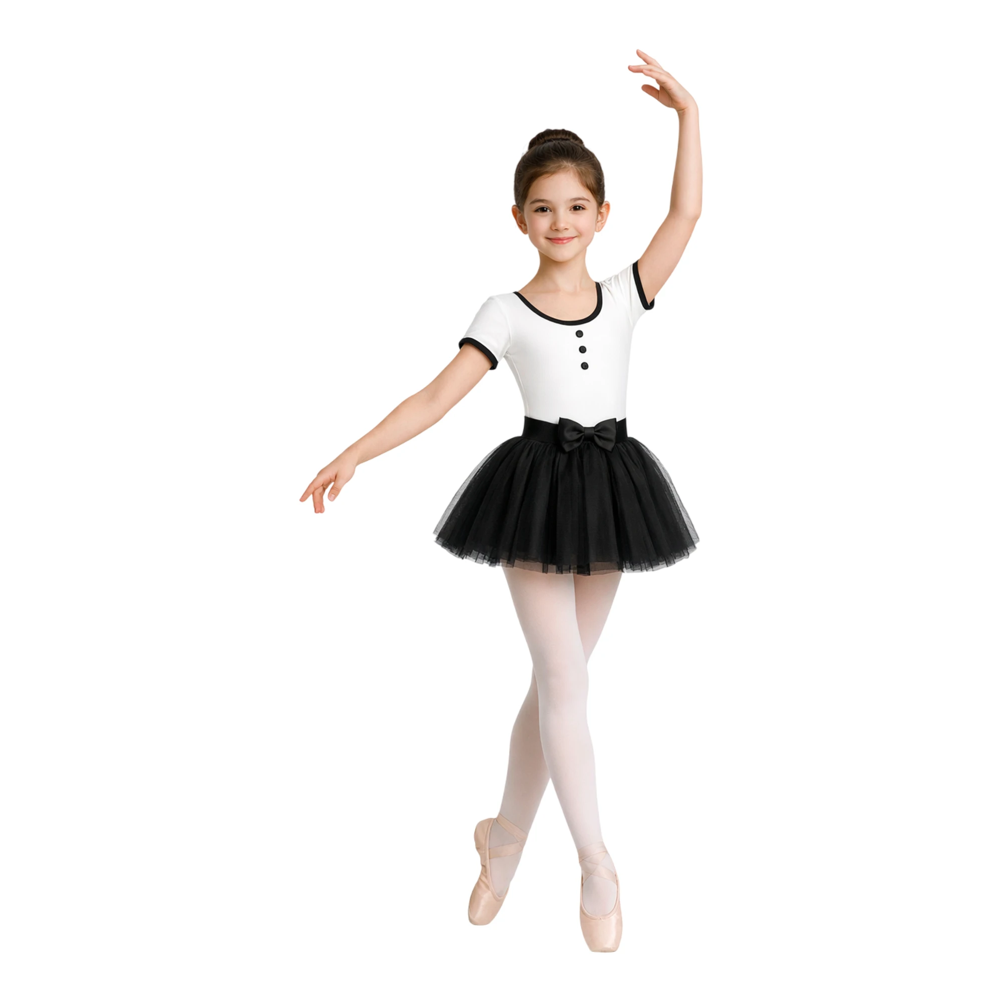 Costume Bambola Meccanica con Bottoni | TU4013 – Bianco.Nero-Lycra