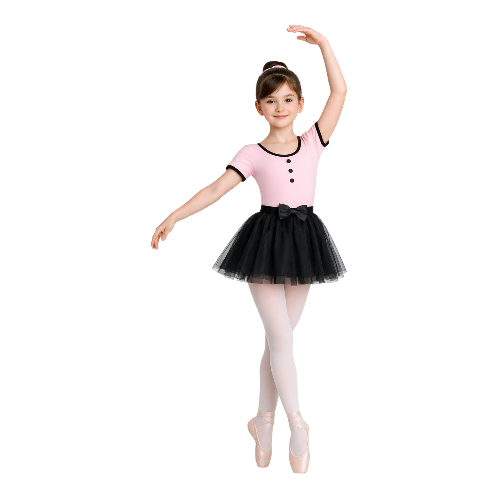 Costume Bambola Meccanica con Bottoni | TU4013 – Rosa Confetto.Nero-Lycra