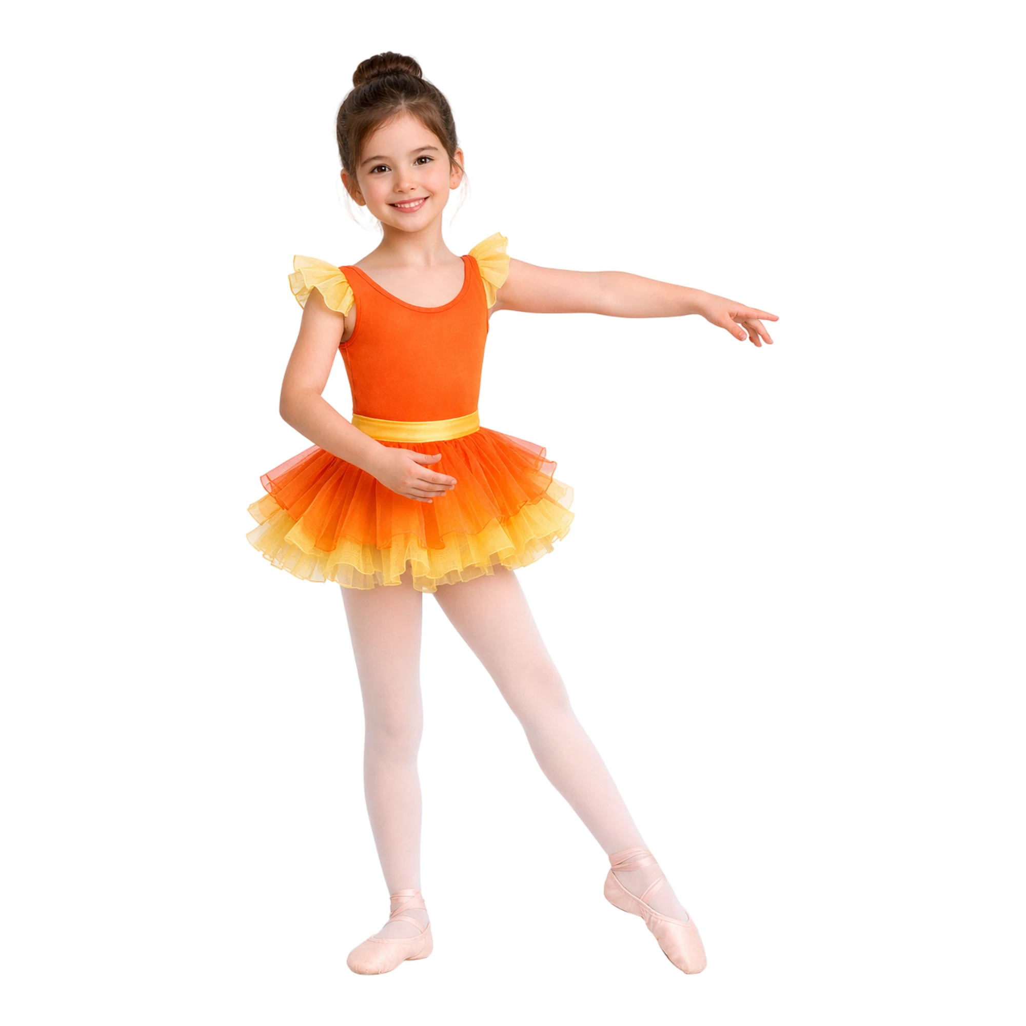 Costume Pesciolino con Gonna a Balze | TU4018 – Arancio.Giallo-Lycra